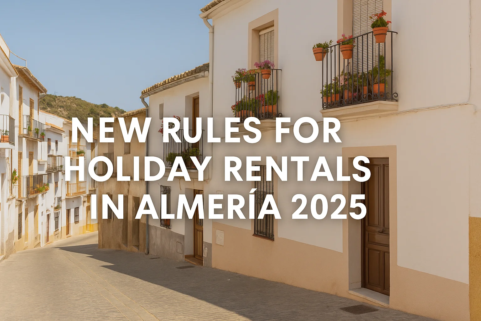 Scenic Almería street with whitewashed homes and balconies — perfect setting for holiday rentals in Almeria