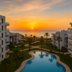 Modern residential apartments in Vera Playa at sunrise – Almeria property market 2025