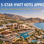 View of the Macenas Mediterranean Resort in Mojácar with the Hyatt five-star hotel to be build